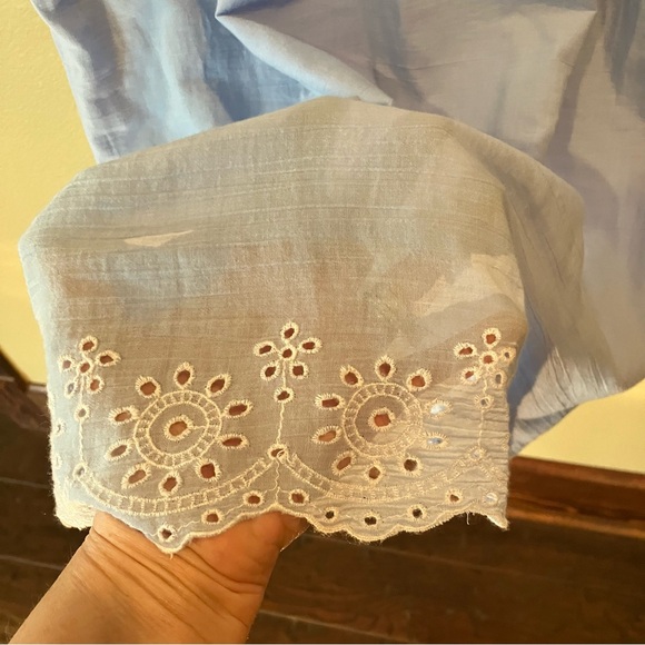 Crown & Ivy Light Blue 100% Cotton Smocked Eyelet Summer Dress, size Large - Picture 5 of 11